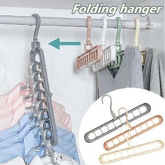 Hanger-Plastic Multi Functional Adjutable & Folding Clothes Hanger Holder Portable Anti-Slip Storage Rack Space Saving Hook for Garment Drying (Multicolor, Pack Of 10)