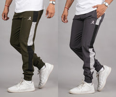 Men's Lycra Color Block Panel Jogger Combo